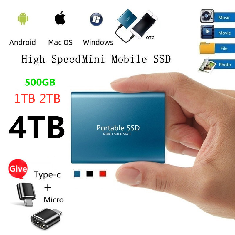 Portable solid state hard disk 500G/1T/2T/ 4T/8T/ high-speed mobile hard disk SSD