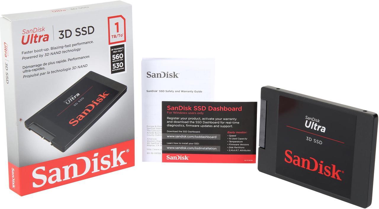 SanDisk Ultra 3D 2.5" 1TB SATA III 3D NAND Internal Solid State Drive (SSD) SDSSDH3-1T00-G25