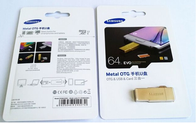 Samsung Micro SD with Metal OTG Gold 16GB-64GB