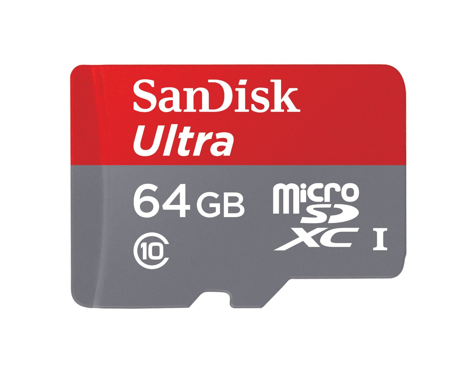 SanDisk Ultra 64GB microSDXC UHS-I Card with Adapter, Grey/Red